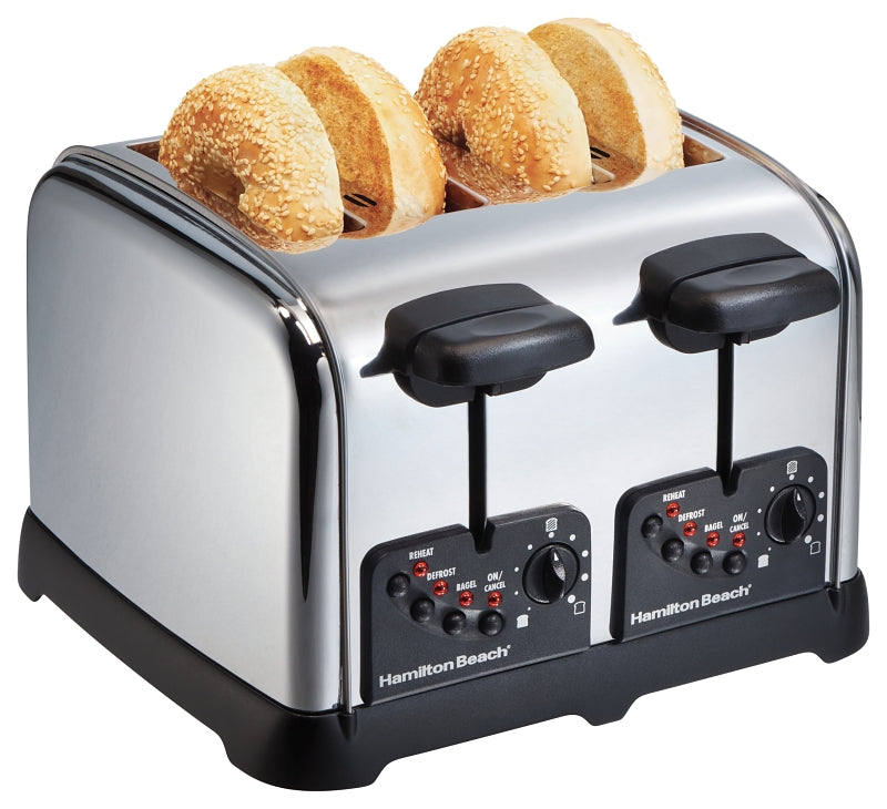 Hamilton Beach 24790 Toaster, 1500 W, 4-Slice, Knob, Pushbutton Control