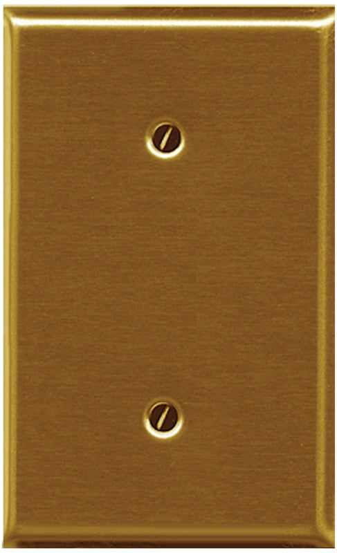 Atron Traditional Series 2-163BBR Blank Wallplate, 4.13 in W, 0.36 in Thick, 1-Gang, Metal, Brass