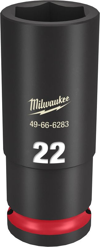 Milwaukee SHOCKWAVE Impact Duty Series 49-66-6283 Deep Impact Socket, 22 mm Socket, 1/2 in Drive, Square Drive, 6-Point
