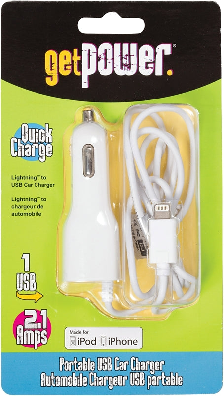 GetPower GP-PCUSB-IPH5 Vehicle Charging Cable, White