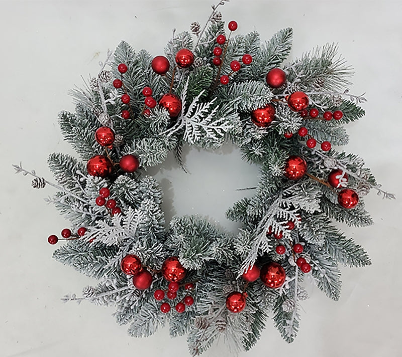 SANTAS FOREST INC 38301 Flocked Wreath with Cone, Hook Mounting