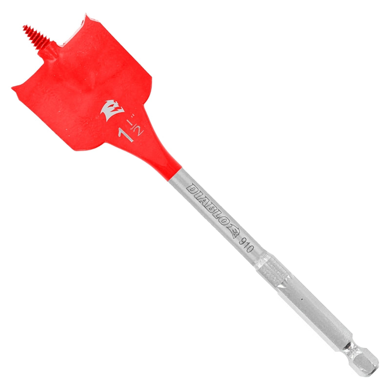 Diablo SPEEDemon DSP2170-P2 Spade Drill Bit, 1-1/2 in Dia, 6 in OAL, 10 mm Dia Shank, Hex Shank