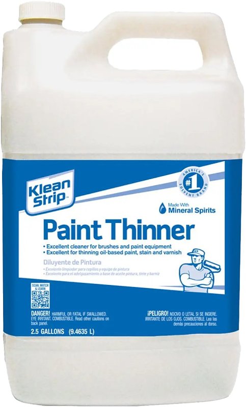 Klean Strip EKPT94401 Paint Thinner, Liquid, Free, Clear, Water White, 2.5 gal, Can