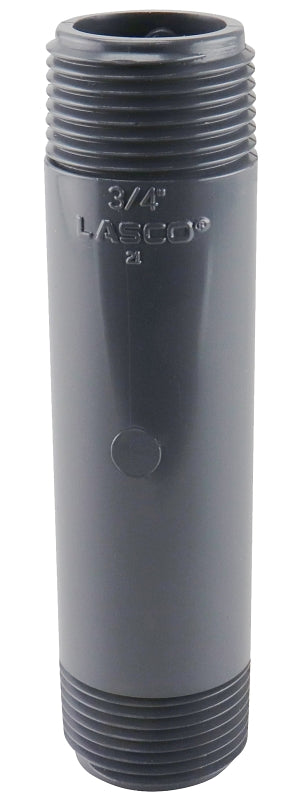Genova 300 Series P-34-4 Pipe Nipple, 3/4 in, MIP, PVC, Gray, SCH 80 Schedule, 4 in L