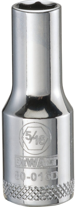 DeWALT DWMT80016OSP Drive Socket, 5/16 in Socket, 3/8 in Drive, 6-Point, Vanadium Steel, Polished Chrome