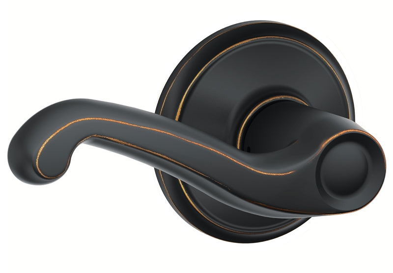 Schlage F Series F10FLA716 Passage Lever, Mechanical Lock, Aged Bronze, Lever Handle, Metal, Residential, Grade 2 Grade