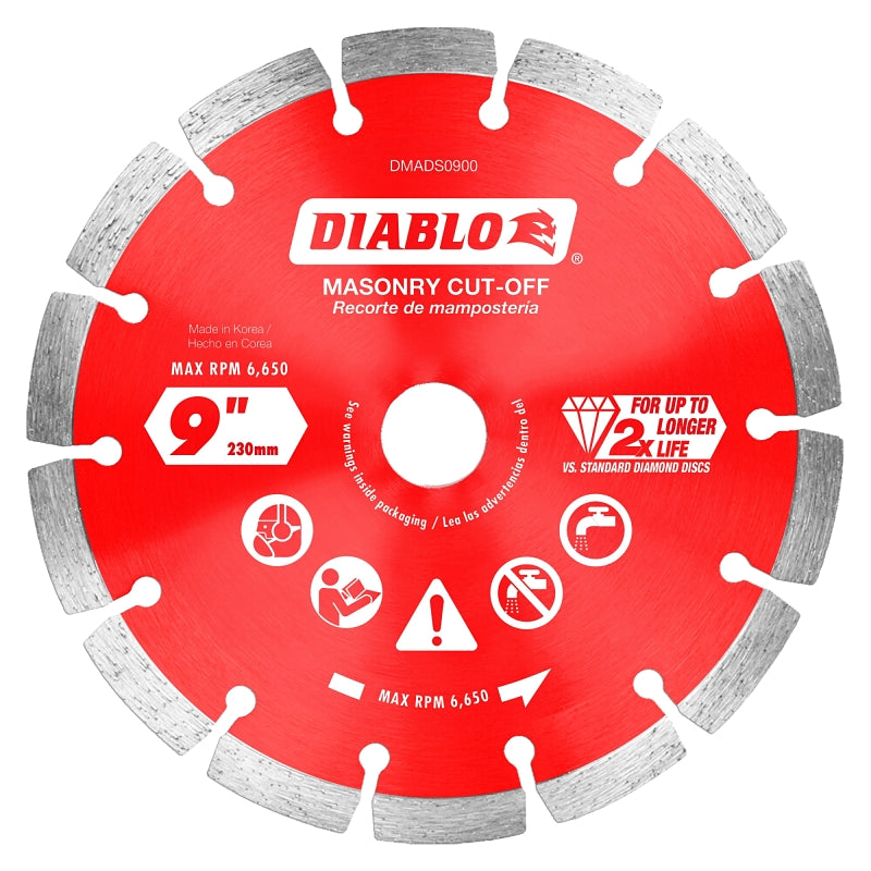 Diablo DMADS0900 Saw Blade, 9 in Dia, Segmented Rim