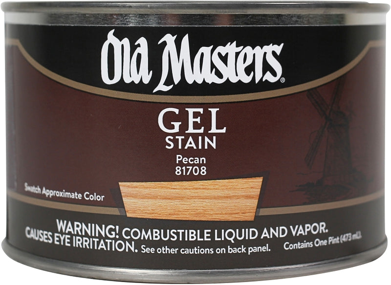 Old Masters 81708 Gel Stain, Pecan, Liquid, 1 pt, Can