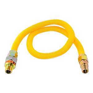 Eastman 30YE50V036B Gas Connector, 3/8 x 1/2 in, FIP x MIP, Stainless Steel, Epoxy-Coated, 36 in L, 5/8 in OD