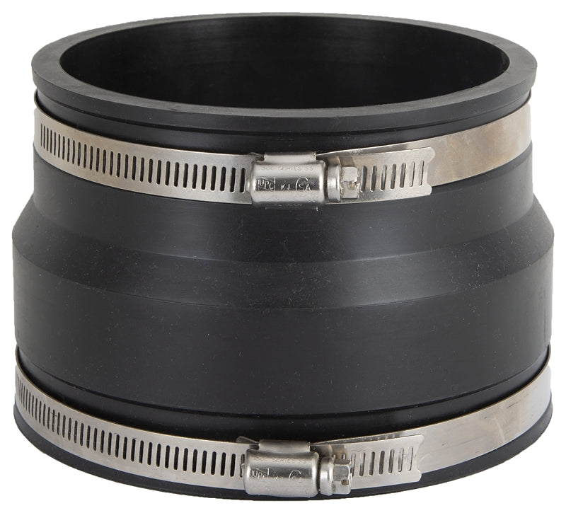 ProSource Coupling, 4 x 4 in, PVC, Black
