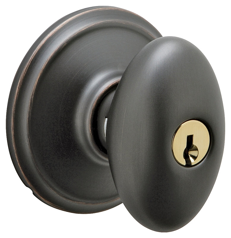 Schlage Siena Series F51A VSIE716 Entry Knob Set, Knob Handle, Aged Bronze, Metal, C Keyway, Residential, Grade 2 Grade