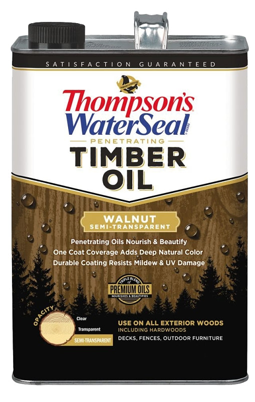 Thompson's WaterSeal TH.048841-16 Penetrating Timber Oil, Walnut, Liquid, 1 gal, Can