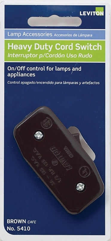 Leviton C20-05410-000 Cord Switch, 3 A, 125 V, Phenolic, Brown