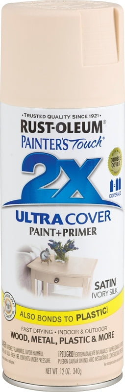 2X Ultra Cover 334073 Spray Paint, Satin, Ivory Silk, 12 oz, Can