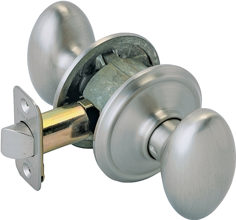 Schlage Siena Series F10V SIE619 Passage Knob, Knob Handle, Metal, Satin Nickel, 2-3/8, 2-3/4 in Backset