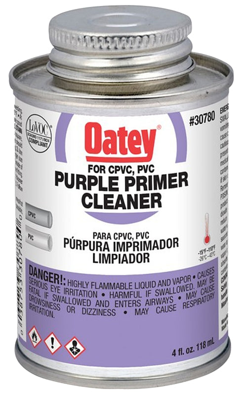 Oatey 30780 Primer/Cleaner, Liquid, Purple, 4 oz Pail