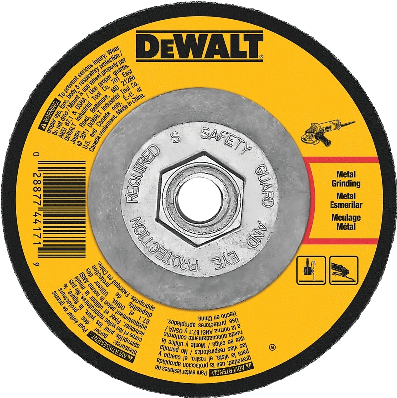 DeWALT DW4548 Grinding Wheel, 7 in Dia, 1/4 in Thick, 5/8-11 in Arbor, 24 Grit, Coarse, Aluminum Oxide Abrasive
