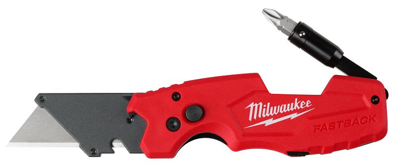 Milwaukee FASTBACK Series 48-22-1505 Folding Utility Knife, 2.4 in L Blade, Bi-Metal Blade, 1-Blade, Ergonomic Handle