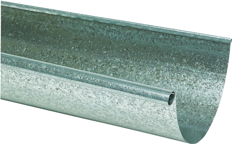 Amerimax L10285BX Rain Gutter, 10 ft L, 5 in W, Half-Round, 28 Thick Material, Galvanized Steel