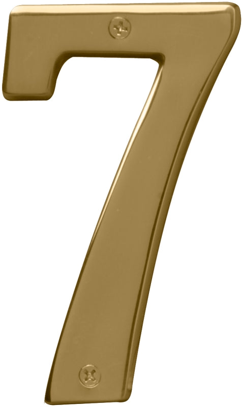 Hy-Ko Prestige Series BR-51PB/7 House Number, Character: 7, 5 in H Character, Brass Character, Solid Brass
