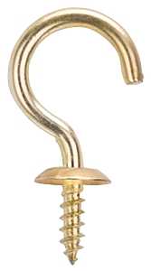 ProSource LR394 Cup Hook, 1/2 in Opening, 5 mm Thread, 1-1/4 in L, Brass, Brass