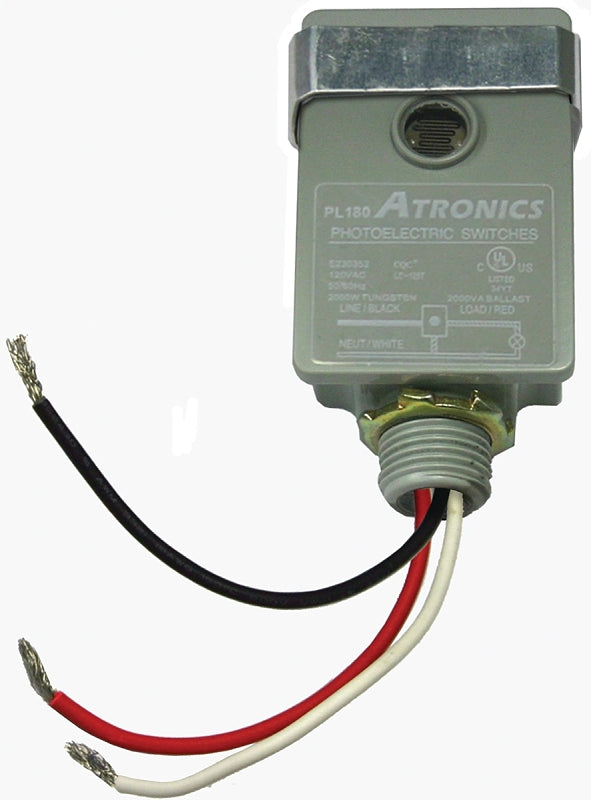 Atron PL180 Photo Control, 16.6 A, 120 V, 2000 W, Fluorescent, Incandescent, Mercury Vapor, Sodium Bulb Lamp