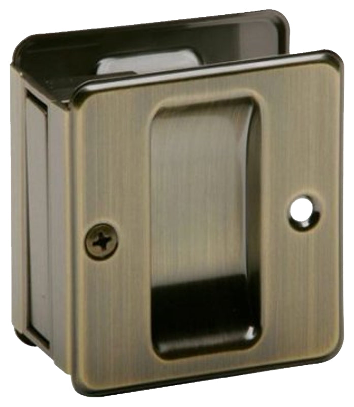 Schlage SCP990B5 Pocket Door Pull, 2-1/2 in W, 2-3/4 in H, Brass, Antique Brass