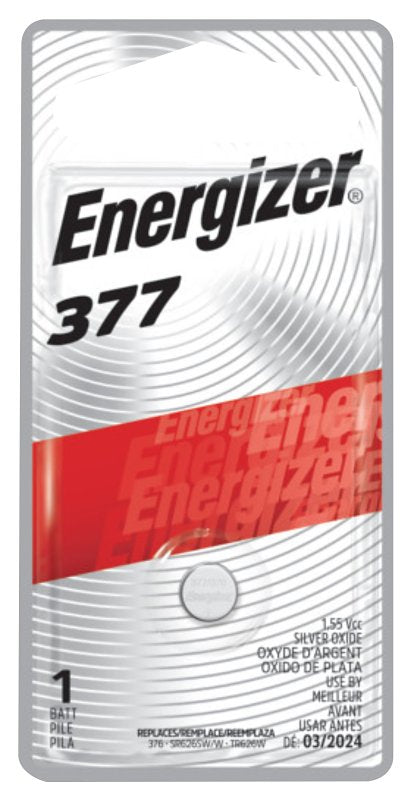 Energizer 377BPZ-2 Battery, 1.5 V Battery, 24 mAh, 377 Battery, Silver Oxide