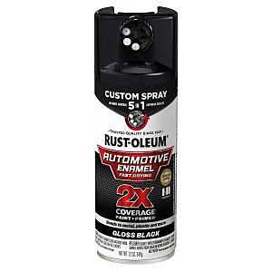 Rust-Oleum Automotive 394893 2X Automotive Enamel with Custom 5-in-1 Spray, Gloss, Black, 12 oz, Aerosol Can