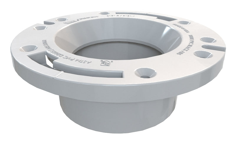 Oatey 43587 Closet Flange, 4 in Connection, PVC, White, For: Most Toilets