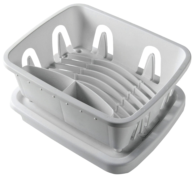 Camco 43511 Dish Drainer and Tray, Plastic, White, 11.69 in L, 9-1/2 in W, 4-3/4 in H