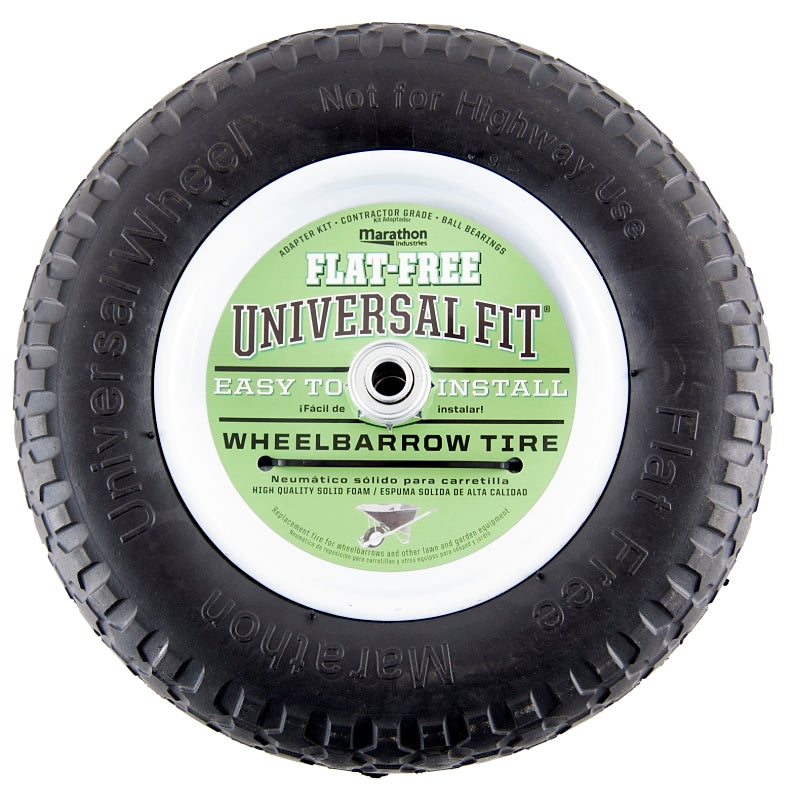 MTD 00270 Wheelbarrow Wheel, 14-1/2 in Dia Tire, Knobby Tread, Polyurethane Tire