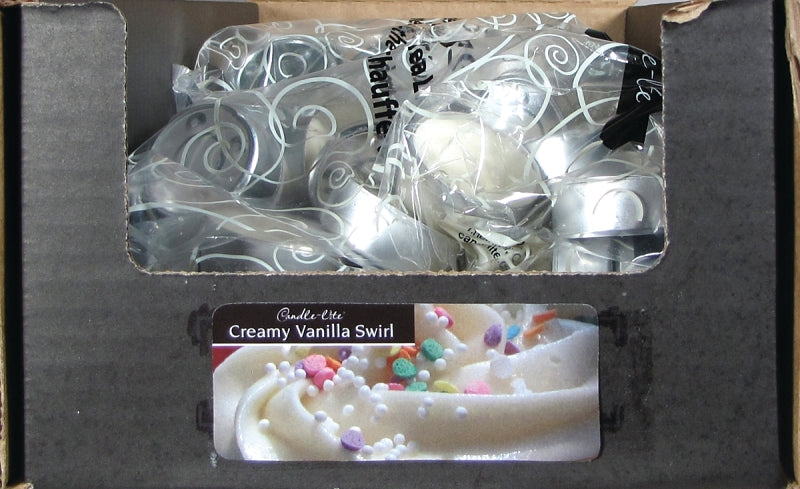 CANDLE-LITE 1647570 Tea Light Candle, Creamy Vanilla Swirl Fragrance, Ivory Candle
