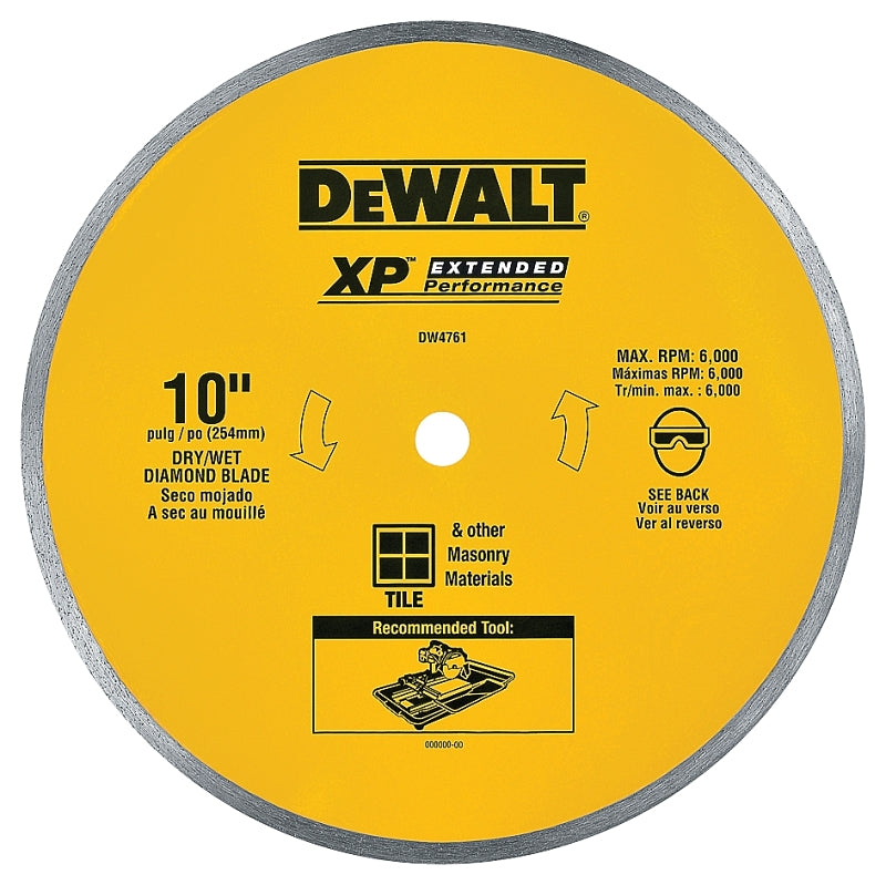 DeWALT DW4761 Saw Blade, 10 in Dia, 5/8 in Arbor, Continuous Rim