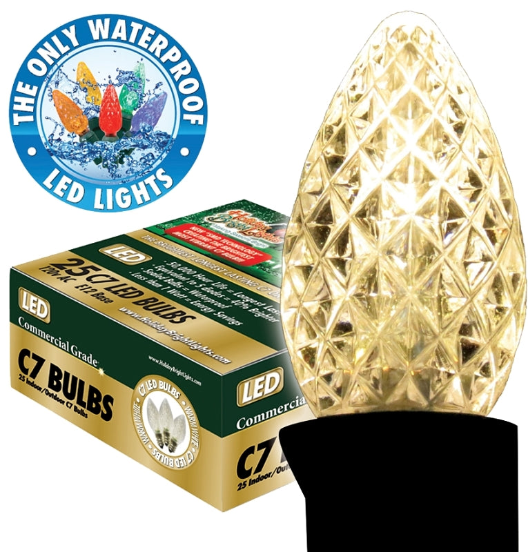 Holiday Bright Lights BU25-LEDFC7-TWW Light Bulb, 0.6 W, Candelabra (E12) Lamp Base, LED Lamp, Warm White Light