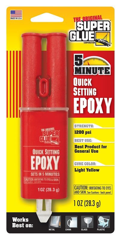 Superglue Corp SY-QS Epoxy Adhesive, Light Yellow, Liquid, 1 oz, Syringe