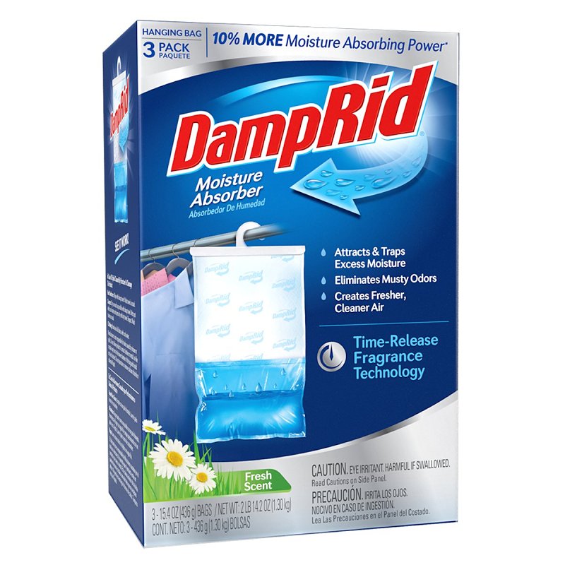 DampRid FG80FSSB Hanging Moisture Absorber, 15.4 oz Box, Solid, Odorless, Fresh Scent