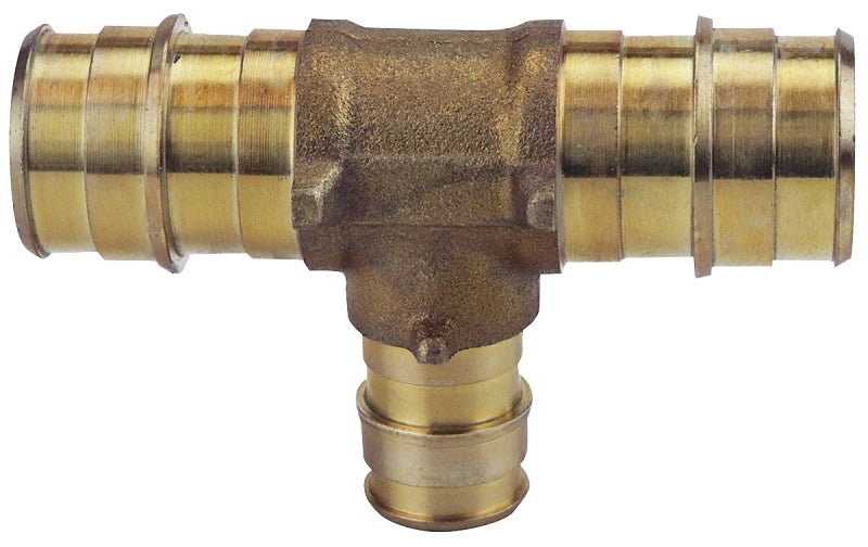 Apollo Valves EPXT343412 Pipe Tee, 3/4 x 3/4 x 1/2 in, Barb, Brass, 200 psi Pressure