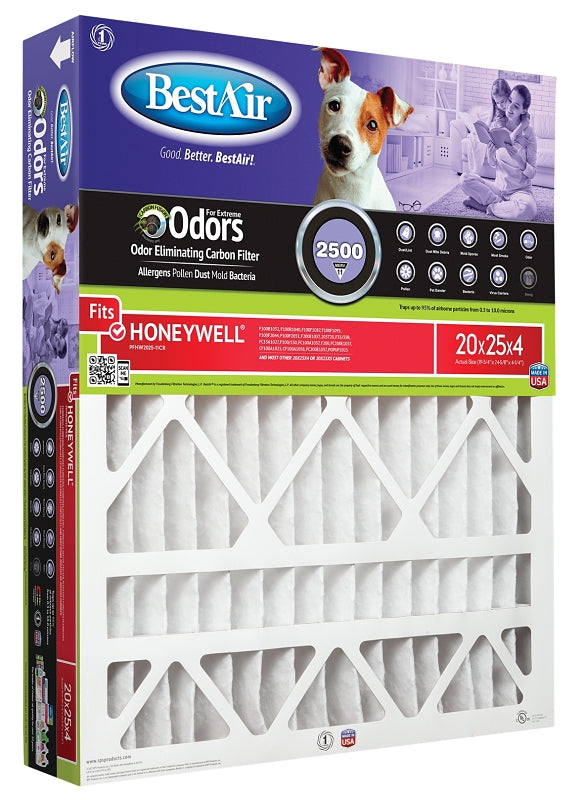 BestAir PFHW2025-11CR Air Cleaning Furnace Filter, 20 in L, 25 in W, 11 MERV, 1000 to 1200 MPR