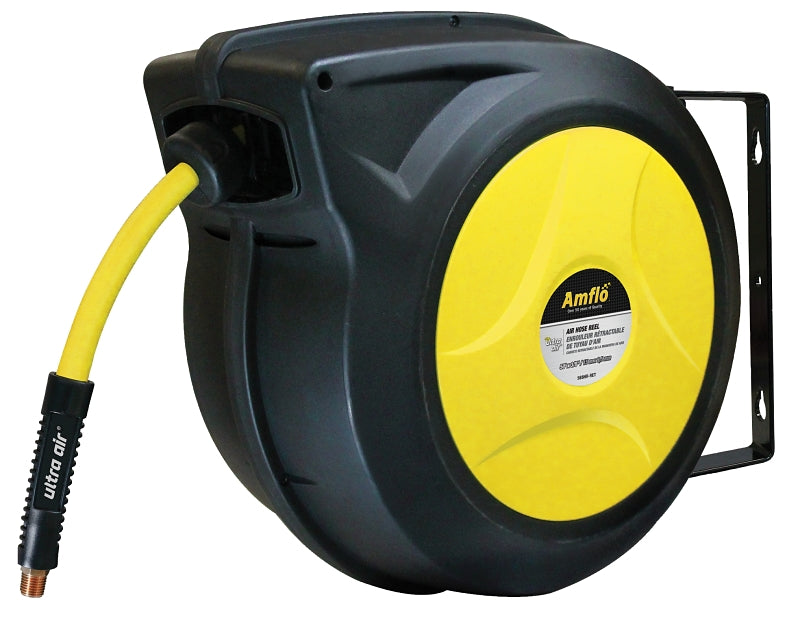Amflo 588HR-RET Air Hose Reel, Automatic, Enclosed, Hybrid Polymer/Plastic, Yellow