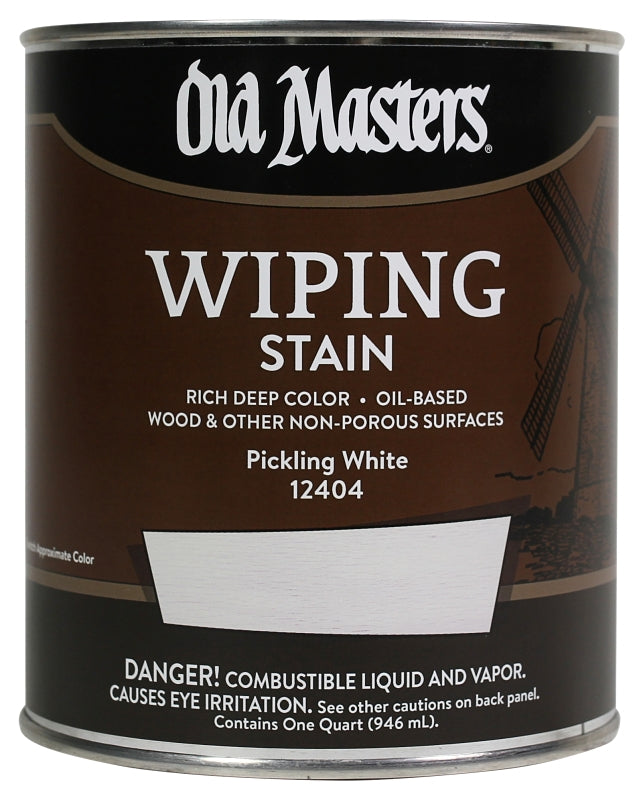 Old Masters 12404 Wiping Stain, Pickling White, Liquid, 1 qt, Can