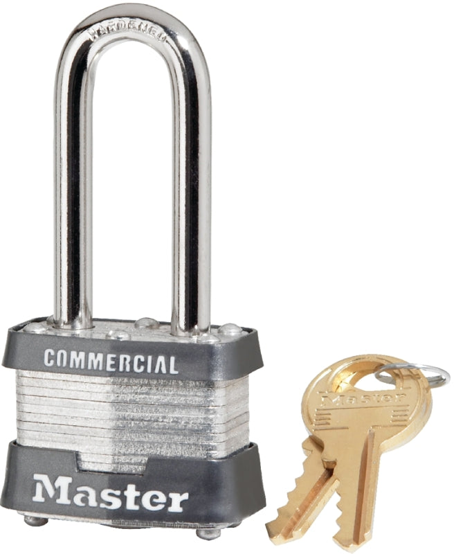 Master Lock 3KALH 0851 Padlock, Keyed Alike Key, Open Shackle, 9/32 in Dia Shackle, 2 in H Shackle, Steel Shackle