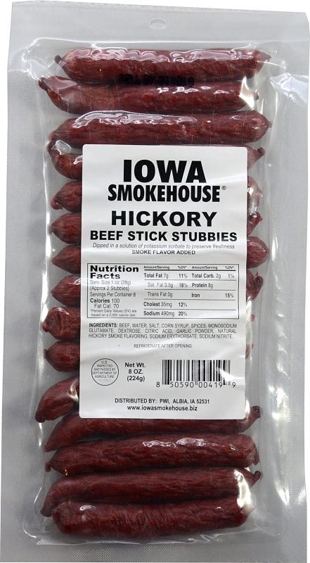 Iowa Smokehouse IS-8BSTH Beef Stick Stubbies, Hickory, 8 oz