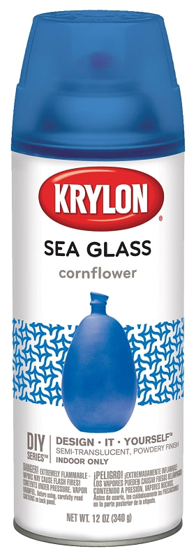 Krylon K09058000 Spray Glass Spray Paint, Sea Glass, Cornflower, 12 oz, Aerosol Can
