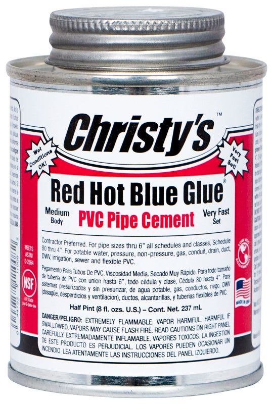 Christy's RH-RHBV-HP-36 Solvent Cement, 0.5 pt, Can, Medium Syrupy Liquid, Blue