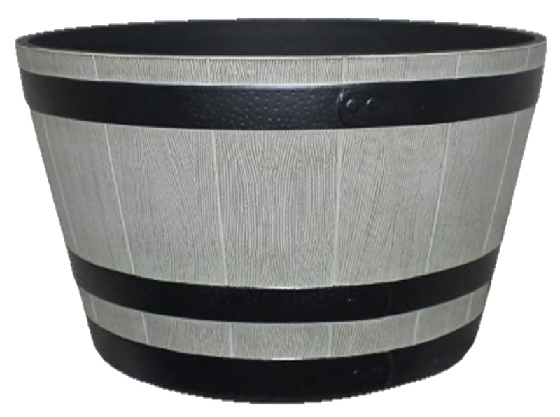 Southern Patio HDR-055457 Whiskey Barrel Planter, 15-1/2 in Dia, 15.4 in W, 15.4 in D, HDR, Birchwood/Gray