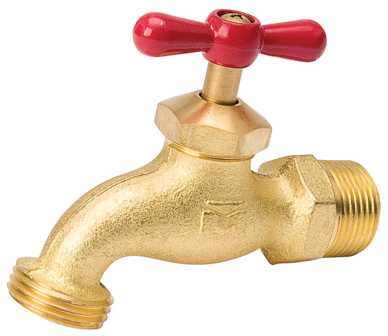 B & K 103-014 Heavy-Duty Hose Bibb, 3/4 x 3/4 in Connection, MPT x Male Hose, 125 psi Pressure, Brass Body, Antique