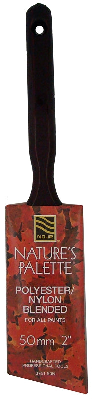 NOUR Nature's Palette 3751-50N Angular Paint Brush, 2 in W, 2-3/4 in L Bristle, Nylon/Polyester Bristle, Sash Handle