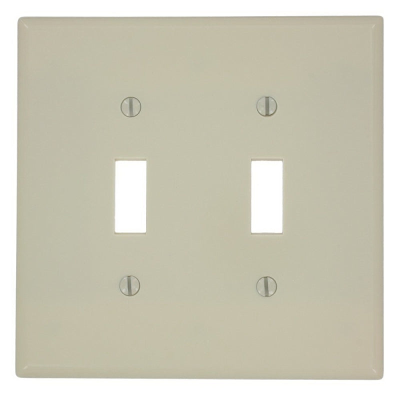Leviton 80509-I Wallplate, 4-7/8 in L, 4.94 in W, 2 -Gang, Plastic, Ivory
