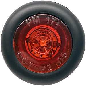 PM V171R Side Marker/Clearance Light, Round, 1.06 in W, 0.51 in H, 9 to 16 V, LED Lamp, Red Lens, Grommet